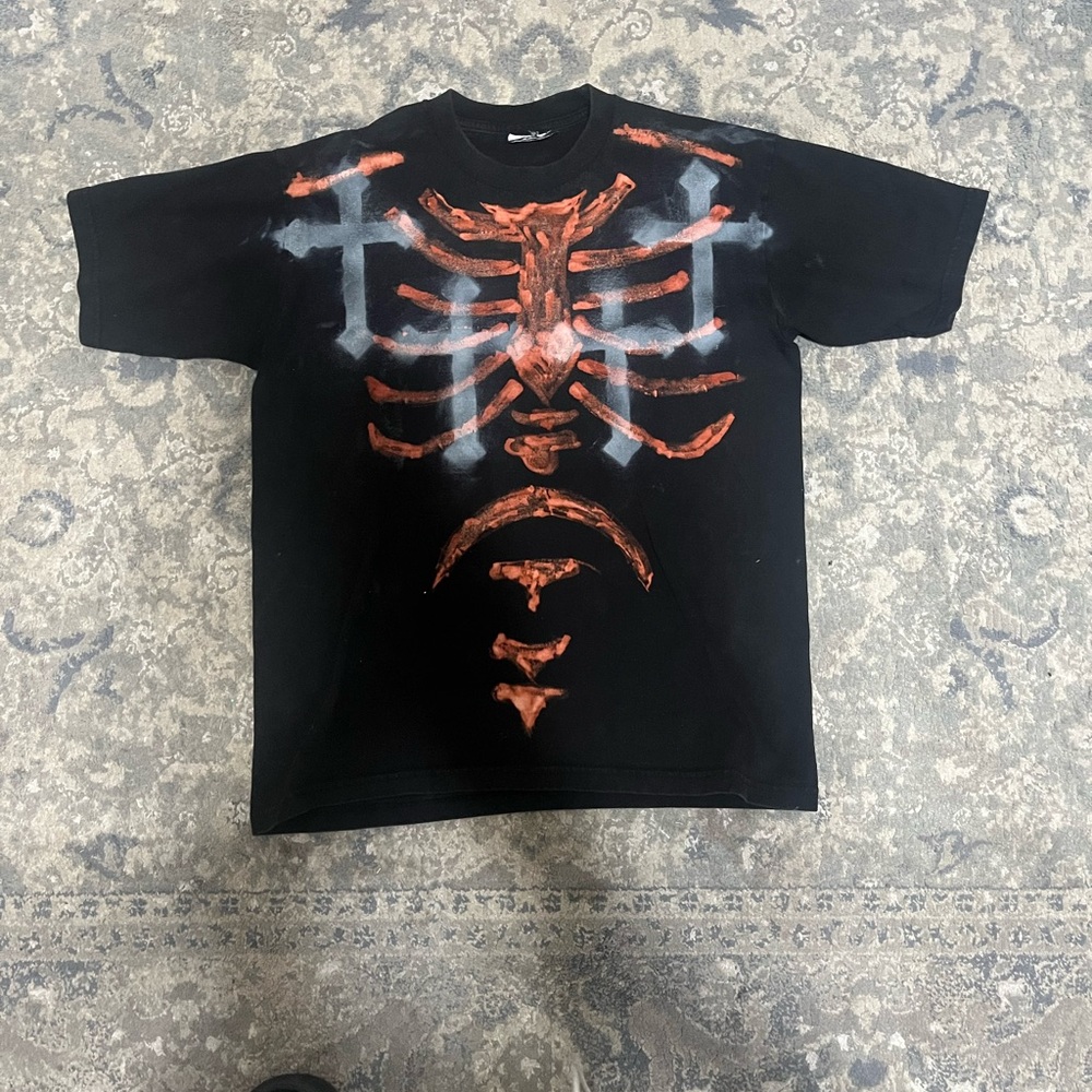 Black T-Shirt with Red and White Graphic